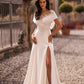 Grace Thigh Slit Vestido De Novia Mermaid Wedding Dress Modern Princess Gown Bow Court Train Dress Satin