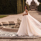 Attractive Spaghetti Straps Modern Princess Gown Bow Court Train Dress Satin Vestido De Novia Mermaid Wedding Dress