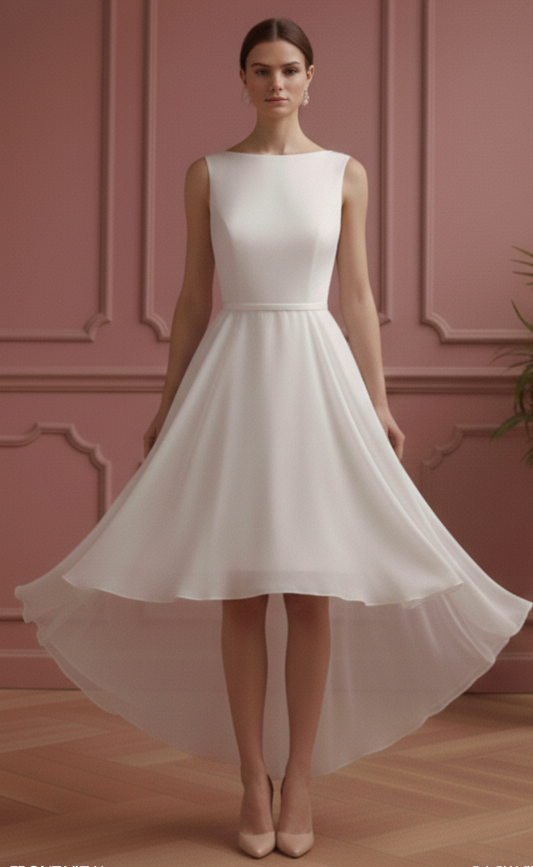 Ribbon Tie Wedding Dress Simple Short Silk Minimalist Wear