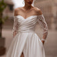 Slit Front Wedding Dress Vestido De Novia DressModern Mermaid Gown Satin Princess Bow Court Train