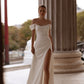 Simple Soft Satin Wedding Dress Modern Mermaid Gown Satin Princess Bow Court Train Vestido De Novia Dress