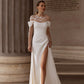 Simple Soft Satin Wedding Dress Modern Mermaid Gown Satin Princess Bow Court Train Vestido De Novia Dress