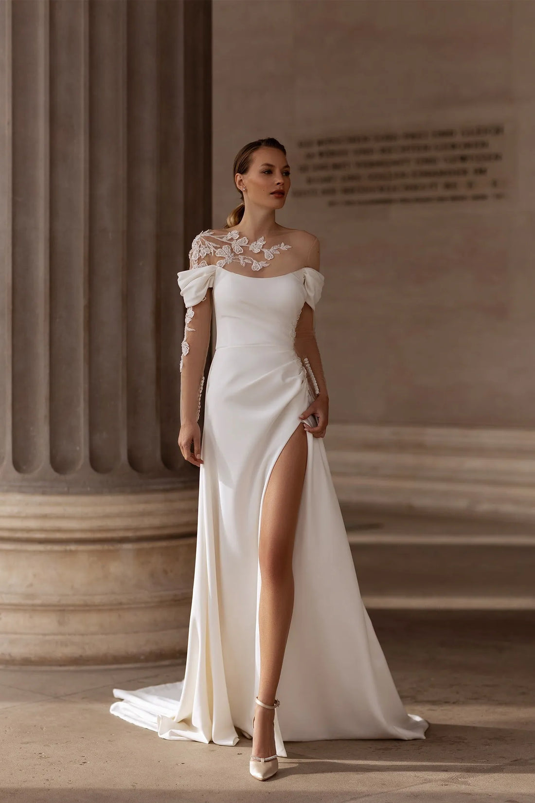 Simple Soft Satin Wedding Dress Modern Mermaid Gown Satin Princess Bow Court Train Vestido De Novia Dress Satin