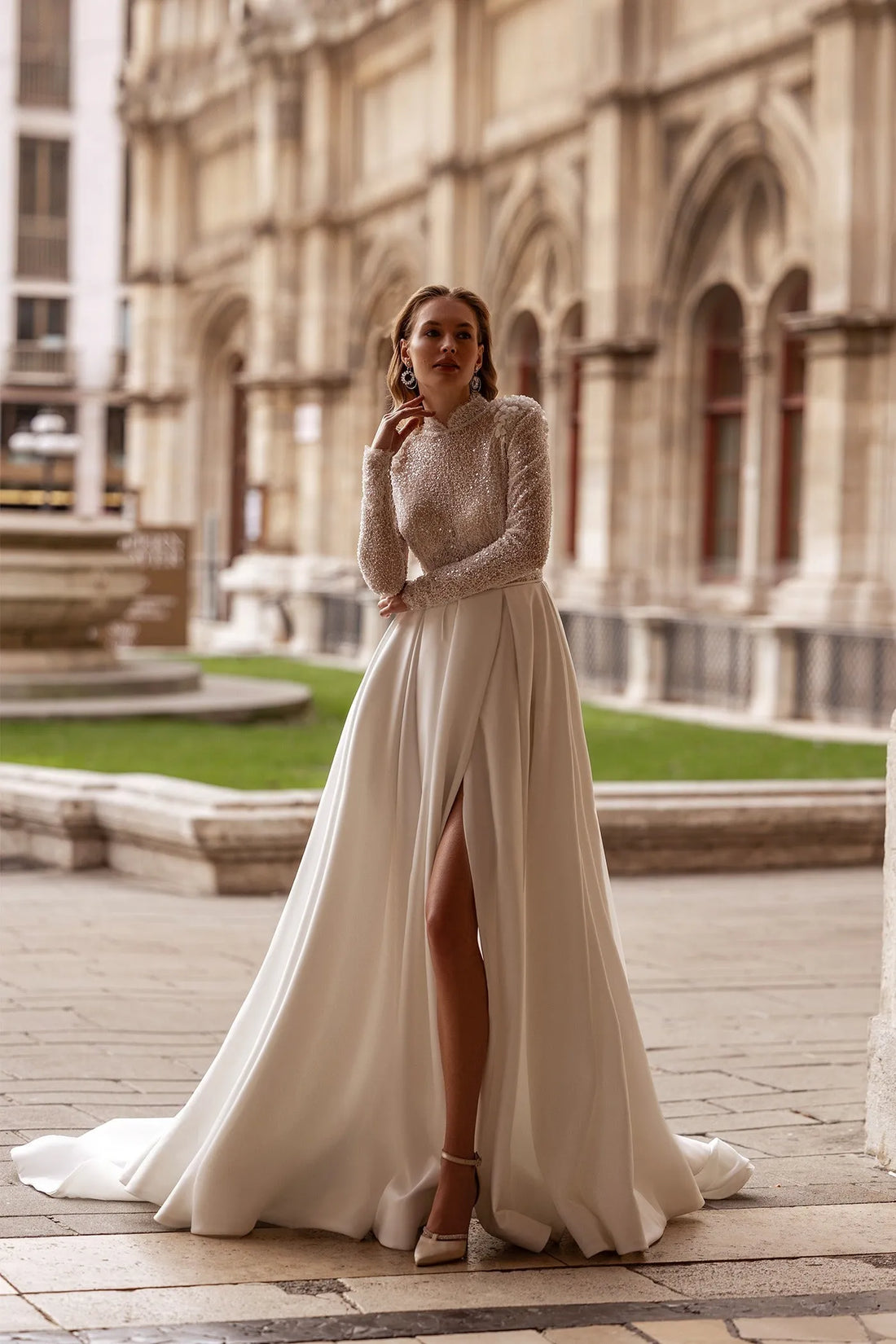 Long Elegant Mermaid Wedding Dress Modern Gown Satin Princess Bow Court Train Vestido De Novia Dress Satin