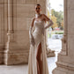 Sexy Strapless Wedding Dress Modern Gown Mermaid Bow Court Train Vestido De Novia Dress Satin Princess