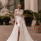 Modest Long-Sleeve Wedding Dress Modern Gown Mermaid Bow Court Train Dress Satin Princess Vestido De Novia