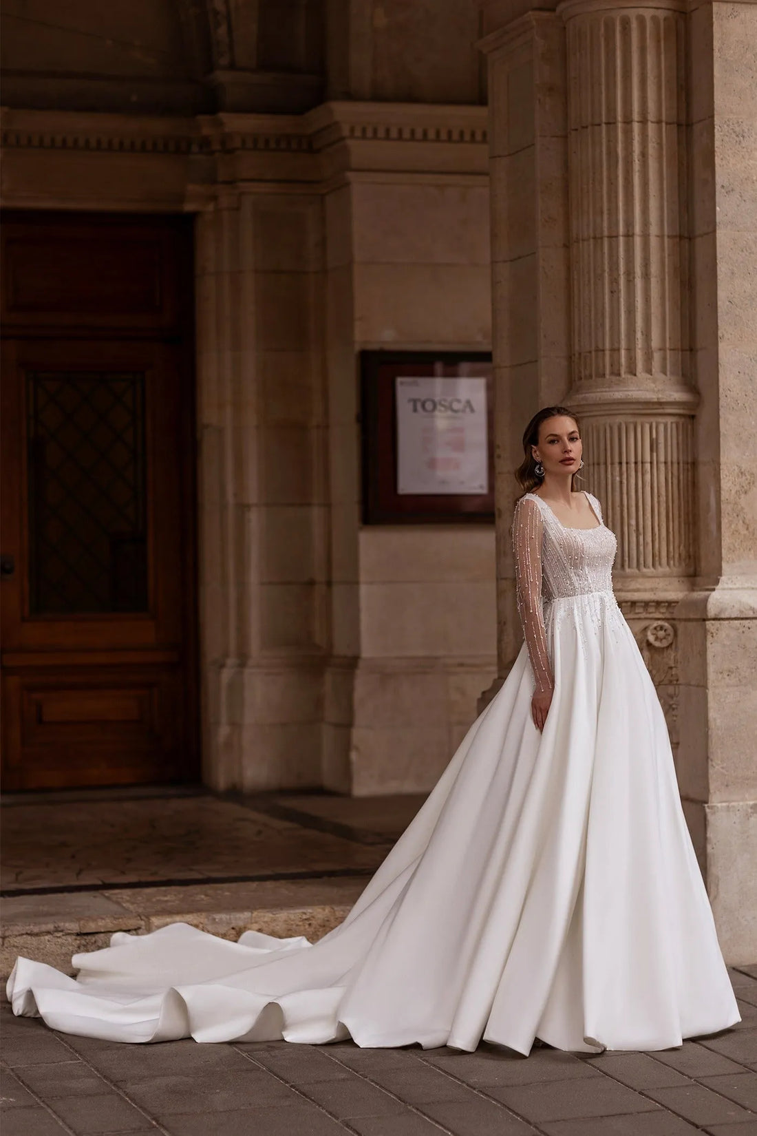 Square Neck Wedding Dress Bow Court Train Dress Satin Mermaid Princess Vestido De Novia Modern Gown Satin