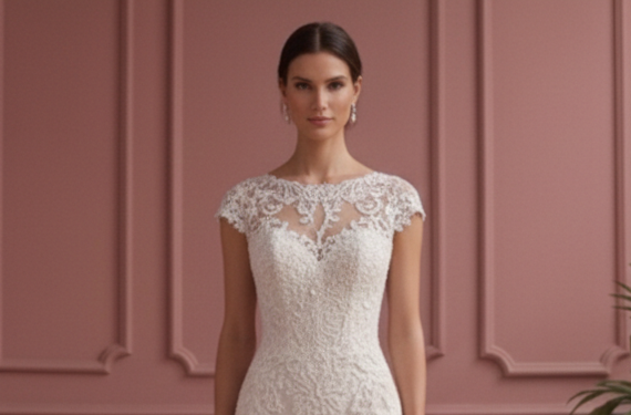 Jewel Neck Wedding Dress Formal Short Modest Lace Gown