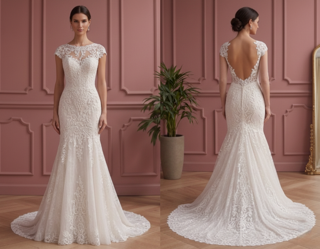 Jewel Neck Wedding Dress Formal Short Modest Lace Gown