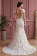 Jewel Neck Wedding Dress Formal Short Modest Lace Gown