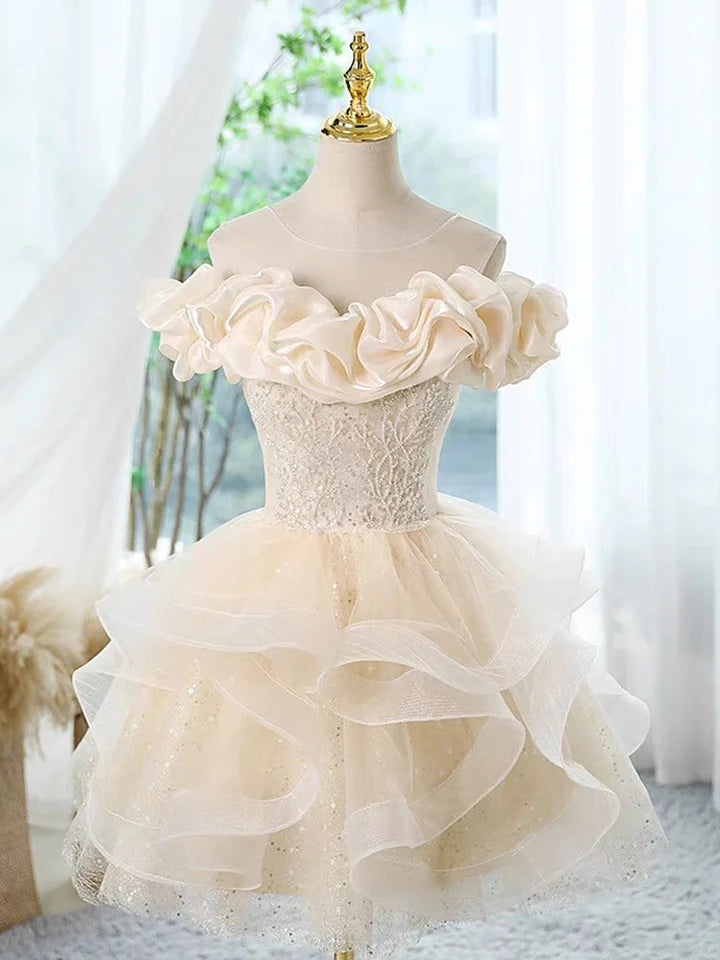 Robe de soirée en Tulle à paillettes, élégante, Sexy, courte, ligne A, robes de printemps formelles pour femmes, robe de mariage d'anniversaire