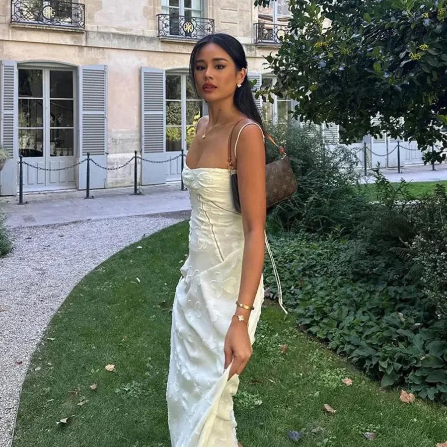 Encantador vestido de noche con estampado Floral y tirantes finos, corte en A, cuello barco, sin mangas, largo hasta el suelo, con cordones, vestidos de graduación