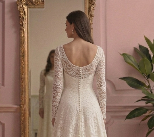 Vintage A-Line Wedding Dress Lace Long Sleeve Timeless Bridal