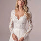 Roddrsya Linia Long Rleeves Suknie ślubne koronkowe suknie ślubne Tiulle Ivory Vestido de novia otwarte back садебное платье