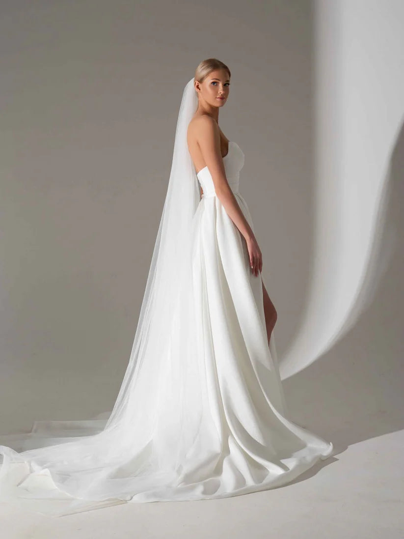 Abito da sposa in raso più dimensioni Simple Vestido de Noiva laterale diviso abiti da sposa eleganti