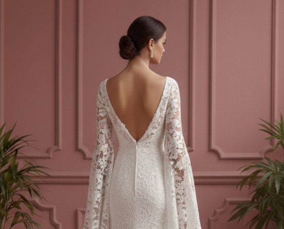Split Sleeve Wedding Dress Modern Short Unique Design Gown