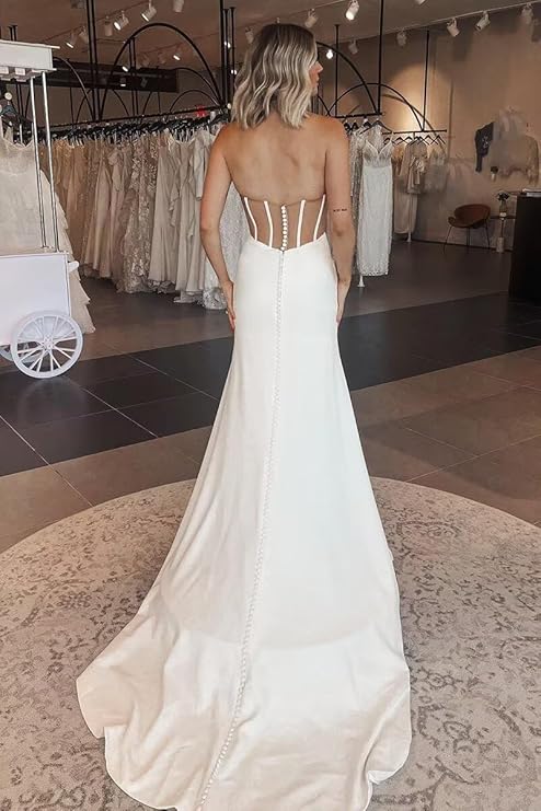 Robes De mariée sirène plissées à épaules dénudées, simples, avec traîne à balayage, sur mesure, Rode De Morrie