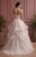 Pink Wedding Dress Blush Tulle Short Romantic Princess Gown