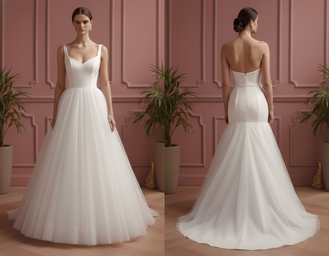 Matte Tulle Wedding Dress Classic Short Ball Gown Bridal
