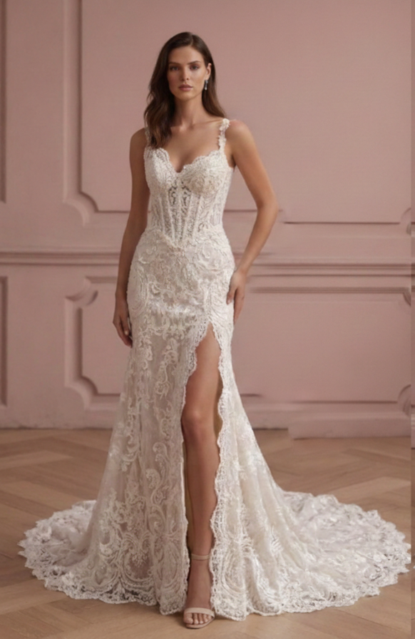 Geometric Lace Wedding Dress Modern Short Boho Style Gown