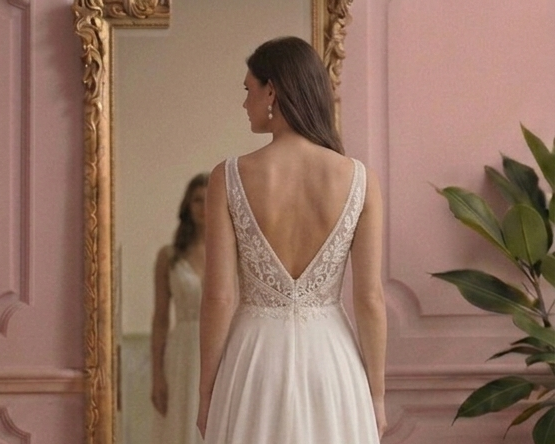 Elegant A-Line Wedding Dress V-Neck Sleeveless Formal Gown