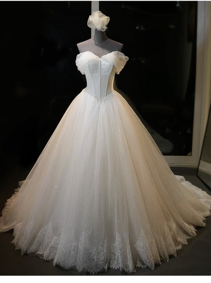 Robe De mariée princesse en dentelle et Tulle, ligne A, épaules dénudées, avec des Appliques, style Boho, robes De mariée pour femmes