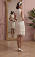 Fringe Wedding Dress Retro Classic Short Modest Style Bridal