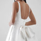 A-Line Mini Brides Gaun Pesta untuk Wanita Kerah Square Tanpa Lengan Gaun Pengantin Pendek Sederhana Backless Bow Prom Gowns