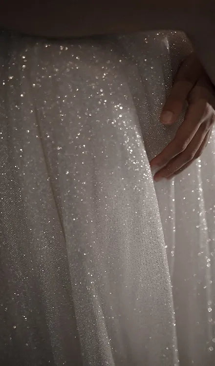 Vestidos de novia brillantes con cuello en V y tirantes finos, vestidos de fiesta de novia con purpurina y abertura lateral, Hochzeitskleid hechos a medida 