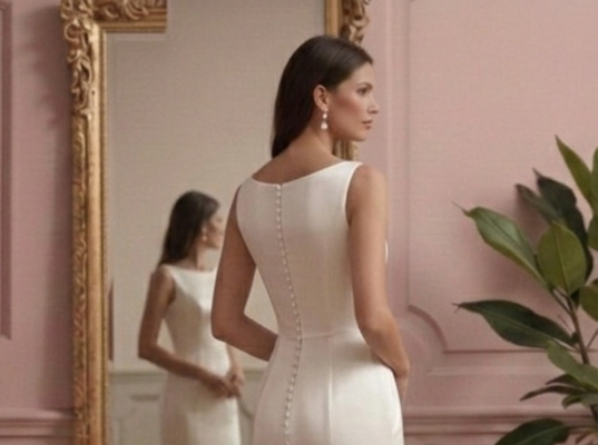 Elegant Wedding Dress Luxury Satin Short Mermaid Bridal Gown