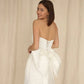 Simple Strapless Mini Above Knee Short Wedding Dress With Detachable Big Bow Elegant Back up Bridal Gown Robe De Mariee