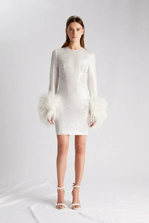 Mini Dress with Feather Vestido De Novia Bow Court Train Wedding Dress Modern Satin Mermaid Gown Princess Satin