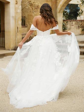 BOHO Abito da sposa fuori dalla spalla Appliques in pizzo vintage abiti da sposa Vestitido de novi personalizzato