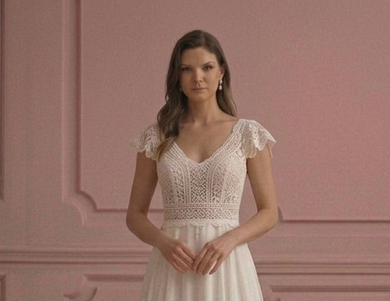 Rustic A-Line Wedding Dress Boho Lace Outdoor Bridal Wear