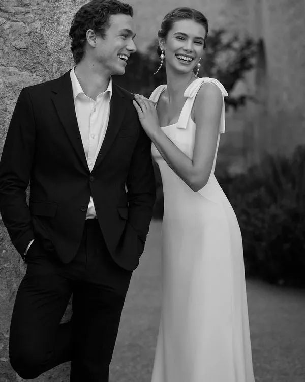 Square Neckline Wedding Dress Modern Bridal Gown Princess Court Train Bow Mermaid Satin Vestido De Novia Satin