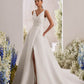 V-neckline, V-back and Straps Wedding Dress Vestido De Novia Bridal Gown Princess Satin Court Train Bow Sleeveless Mermaid