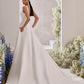 V-neckline, V-back and Straps Wedding Dress Vestido De Novia Bridal Gown Princess Satin Court Train Bow Sleeveless Mermaid