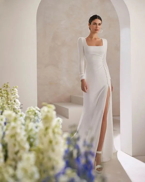 Youthful Sheath-Style Wedding Dress Vestido De Novia Bridal Gown Princess Sleeveless Mermaid Satin Court Train Bow Custom Size Satin