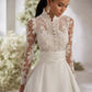 Scalloped Rebrodé Lace Wedding Dress Vestido De Novia Bridal Gown Princess Mermaid Satin Court Train Bow