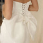 Simple Strapless Mini Above Knee Short Wedding Dress With Detachable Big Bow Elegant Back up Bridal Gown Robe De Mariee