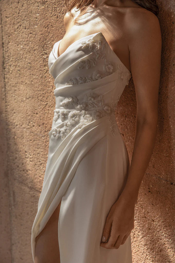 Abiti da sposa della sirena boho da sposa 3d perle perle appliques con mancote abiti da sposa divisa da sposa abito da sposa