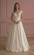 Luxury A-Line Wedding Dress Silk Structured Classic Gown