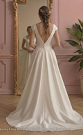 Luxury A-Line Wedding Dress Silk Structured Classic Gown