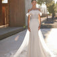 Romantic, Three-Piece Mermaid-Style Wedding Dress Princess Modern Mermaid Satin Vestido De Novia Bridal Gown Court Train Bow