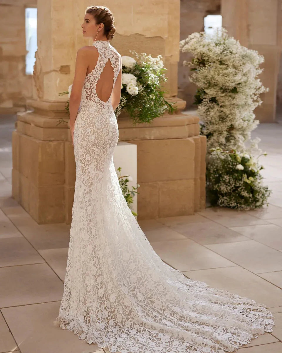 Open Back and Slim Silhouette Wedding Dress Vestido De Novia Modern Princess Bridal Gown Bow Satin Court Train Mermaid Satin Satin