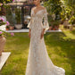 Long Ruffle Sleeve Wedding Dress with Lace Vestido De Novia Modern Mermaid  Satin Princess Gown Bow Court Train Dress