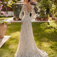 Long Ruffle Sleeve Wedding Dress with Lace Vestido De Novia Modern Mermaid  Satin Princess Gown Bow Court Train Dress