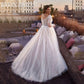 Gaun pengantin sampanye ringan plus ukuran lengan panjang gaun pengantin v-neck lace a-line vestidos de novia talla grande