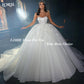 Glitter Lace Wedding Dresses Spaghetti Straps Shiny 3D Flowers Sweetheart Bridal Gowns Puffy Princess Bride Dress