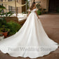 Charming Off the Shoulder Wedding Dress Short Sleeve A-Line Floor Length with Sweep Train Bridal Formal Church Marriage Gowns